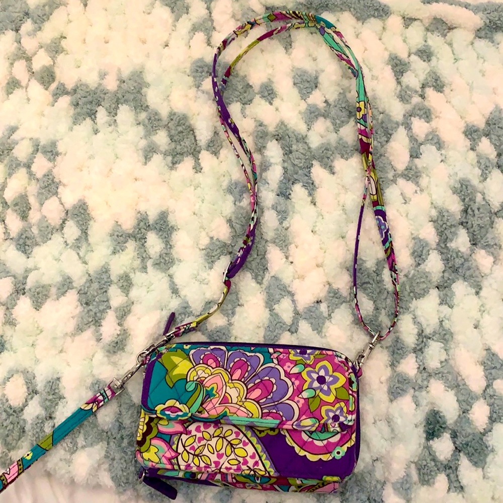 Vera Bradley purple and green crossbody purse